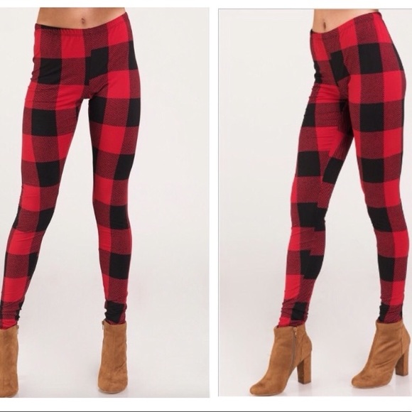 Last 1οΈβ£ Holiday Window Pane Plaid Leggings - Picture 3 of 5